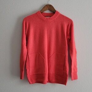 J. Crew Women's Bright Coral Crew Neck Sweater